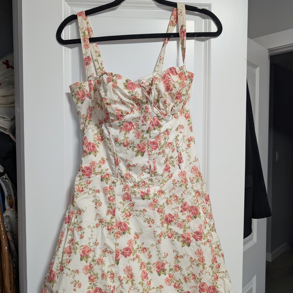 Floral Bustier Midi Dress in Pink - Picture 5 of 6